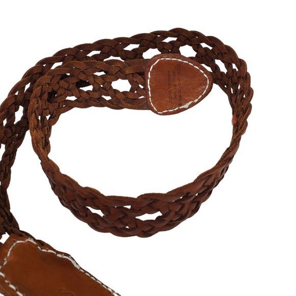James Halbert Womens Braided Leather Belt Sz S Brown Adjustable 2.25” Wide Boho - Picture 3 of 10